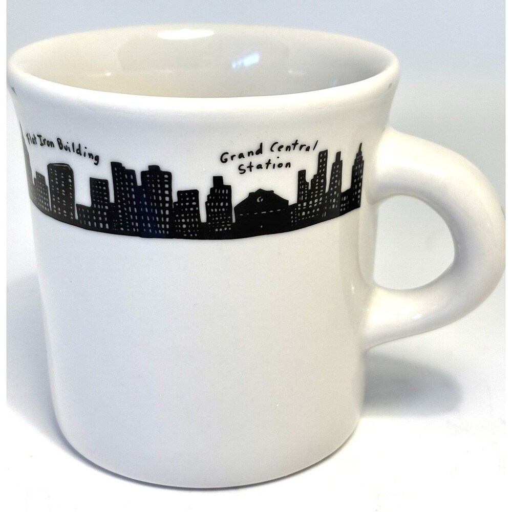 FISHS EDDY New York City Skyline Landmarks Coffee Mug 3-1/2" Tall